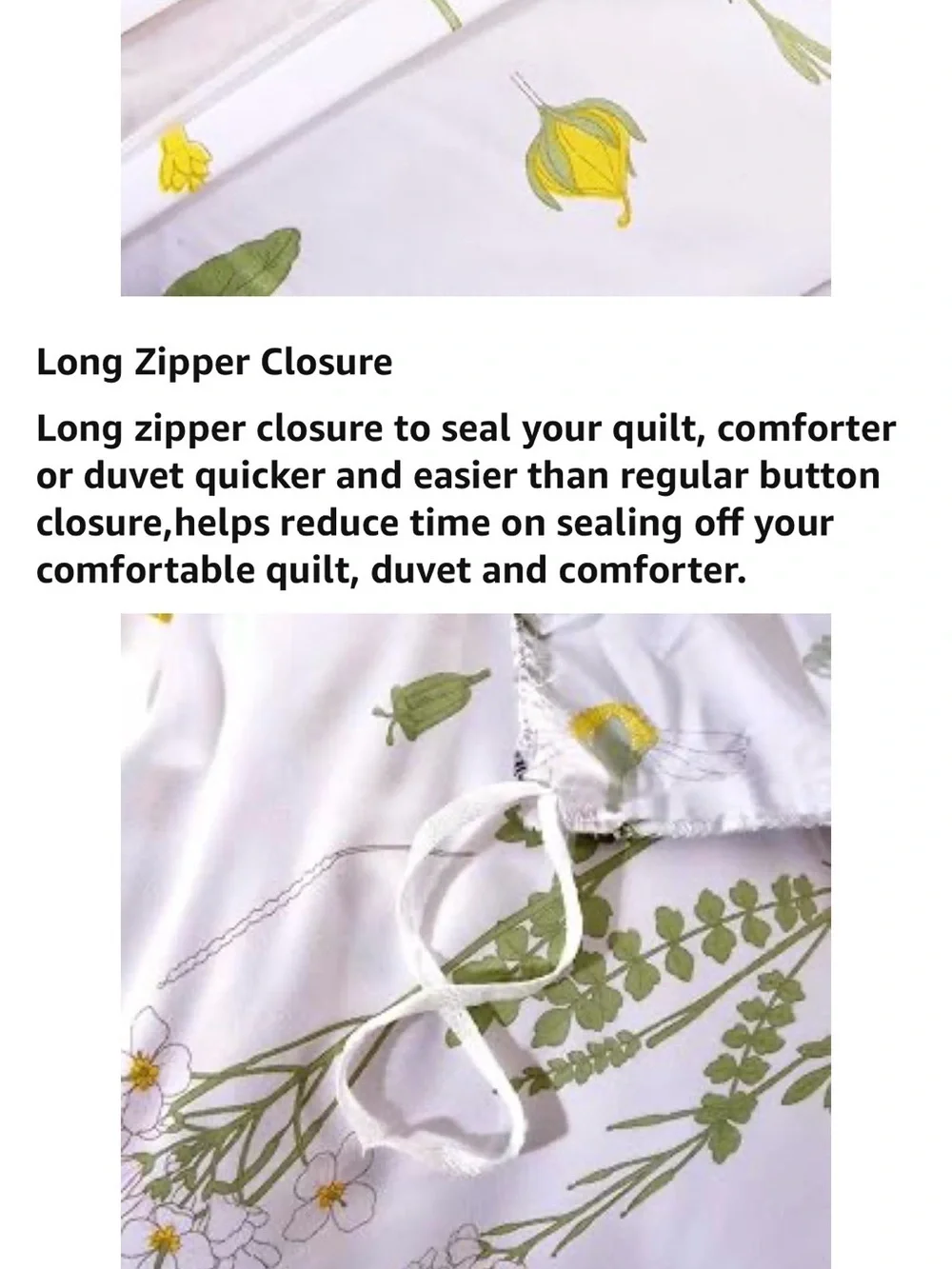 Floral Meadow Printed Comforter Set in White and Yellow Queen size
